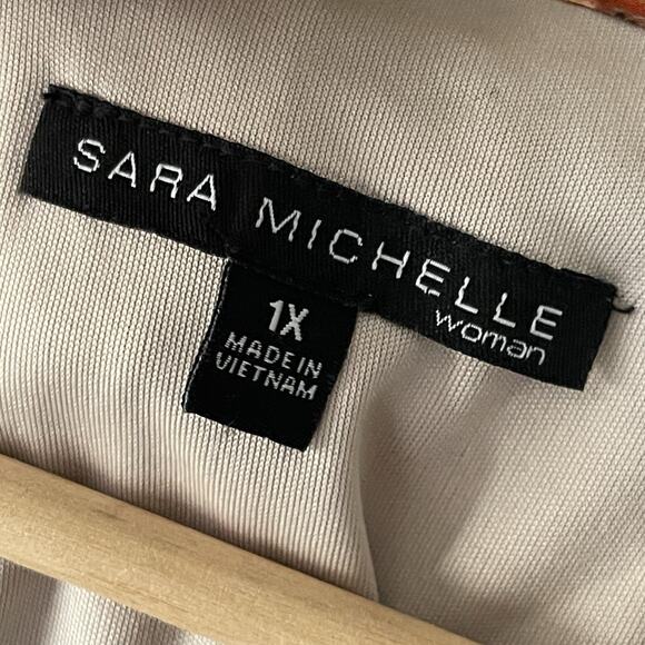 Sara Michelle Sheer Lined Top 1X Multicolor Peasant Boho Artsy Hippie - Picture 7 of 7